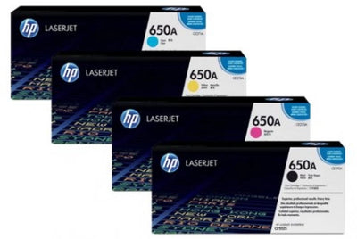 Genuine 4 Pack HP 650A Toner Cartridges CE270A-CE273A [1BK, 1C, 1M, 1Y]