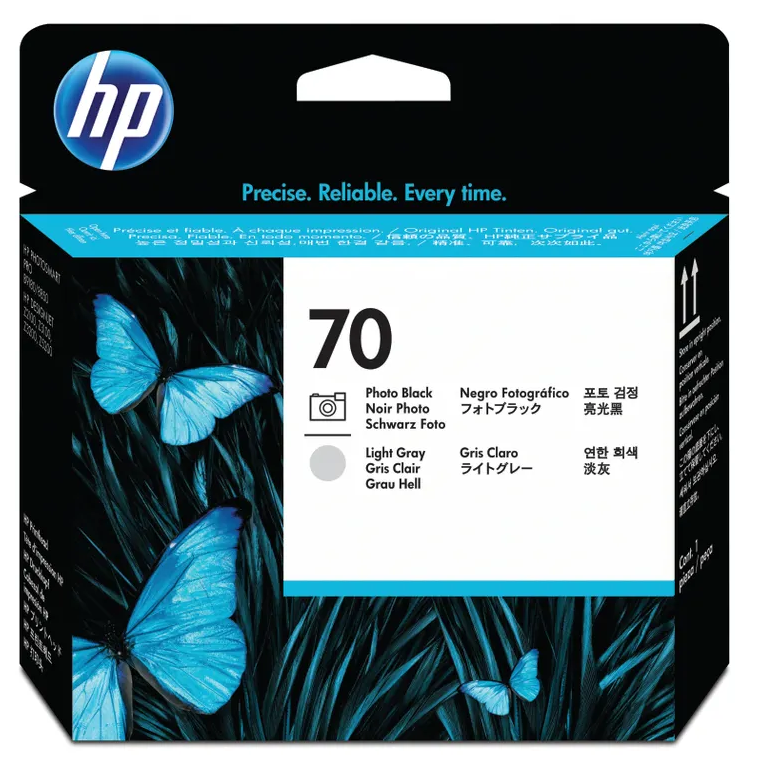 2 Pack HP 70 C9449A-C9407A Genuine Ink Cartridge [1BK,1LG]