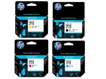 Genuine 4 Pack HP 711 Ink Cartridges DesignJet T120 T520 3WX01A-CZ132A [1BK,1C,1M,1Y]