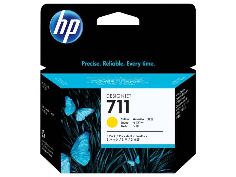 [Tri Pack] Genuine HP 711 Yellow Ink Cartridges CZ136A 29ml each