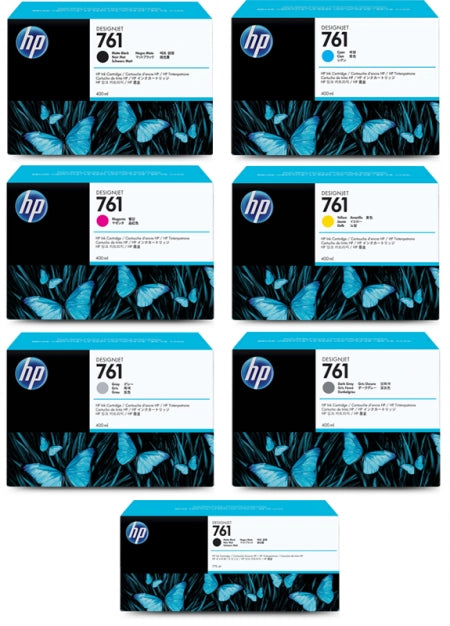 7 Pack HP 761 CM991A-CM997A Genuine Ink Cartridges [2MBK,1C,1M,1Y,1DG,1PHG]