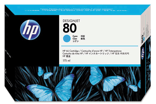 HP 80 C4872A Cyan Genuine Ink Cartridge  2,200 Print