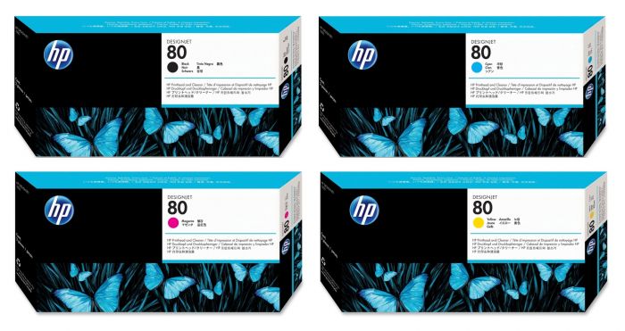 4 Pack HP 80 Genuine Ink Cartridges C4820A-C4823A [1BK,1C,1M,1Y]