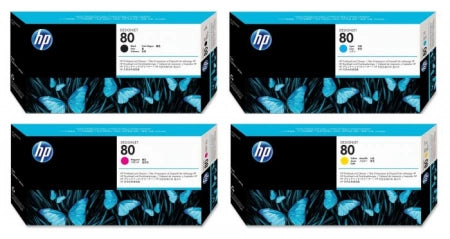 4 Pack HP 80 Genuine Ink Cartridges C4820A-C4823A [1BK,1C,1M,1Y]