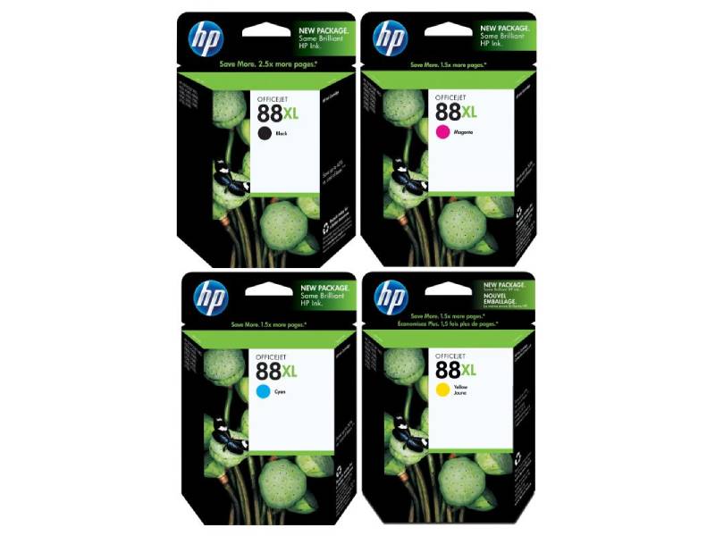 4 Pack HP 88XL Genuine Ink Cartridges C9396A-C9393A [1BK, 1C, 1M, 1Y]