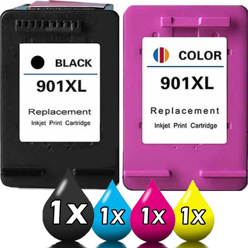 2 Pack HP 901XL 901XL Compatible Ink Cartridges [1BK,1CLR]