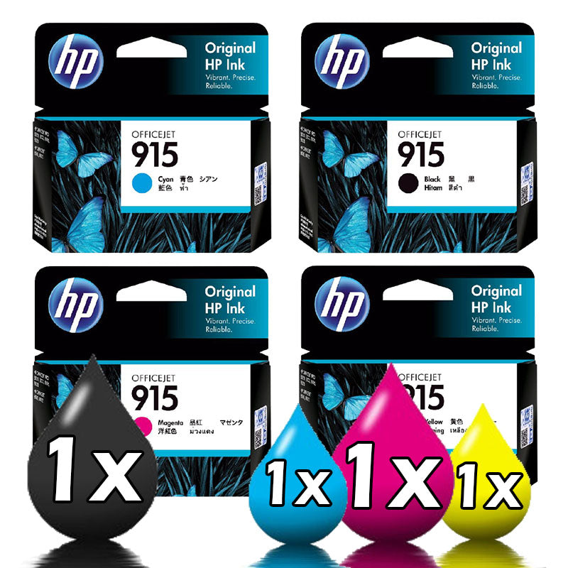 Genuine 4 Pack HP 915 Ink Cartridge Set 1BK+1C+1M+1Y