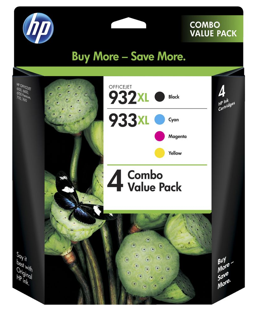 Genuine 4 Pack HP 932XL 933XL Ink Cartridge set Officejet 7510/ 7612 / 6700 / 6100 [1BK,1C,1M,1Y]