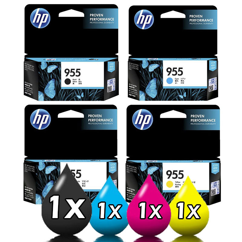 4 Pack Genuine HP 955 Ink Cartridges 1BK,1C,1M,1Y PRO 7720 7740 8210 8720