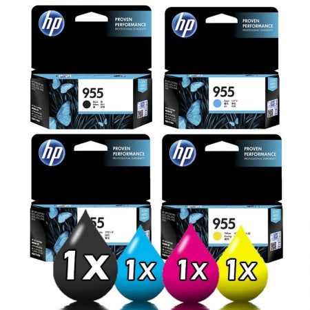 4 Pack Genuine HP 955 Ink Cartridges 1BK,1C,1M,1Y PRO 7720 7740 8210 8720