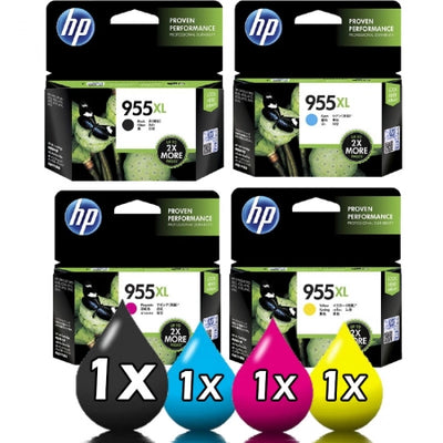 4 Pack Genuine HP 955XL Ink Cartridges PRO 7720 / 7740 / 8210 / 8720  [1BKXL,1CXL,1MXL,1YXL]
