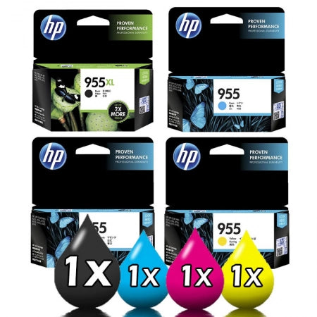 4 Pack Genuine HP 955XL 955 Ink Cartridges 1BKXL,1C,1M,1Y / HP PRO 7720 7740 8210 8720