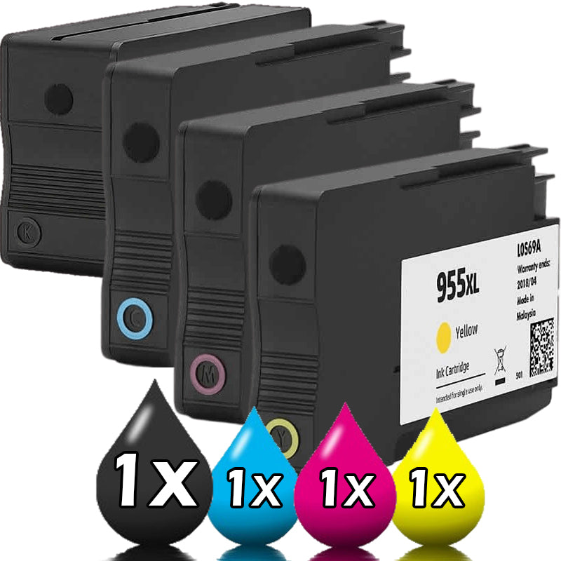 4 Pack Compatible HP 955XL Ink Cartridge  [1BK,1C,1M,1Y]