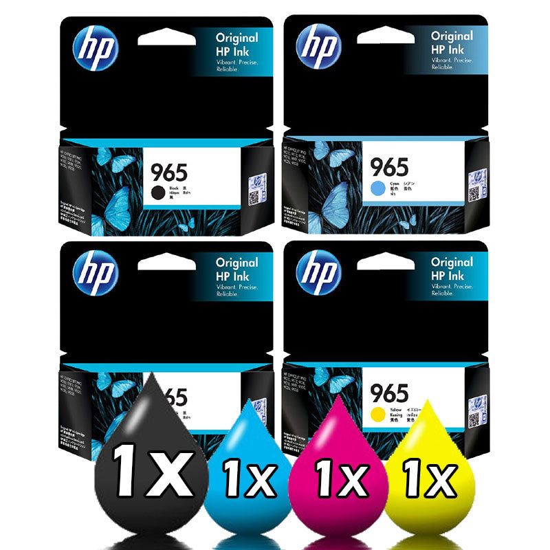 Genuine 4 Pack HP 965 Ink Cartridges 1BK,1C,1M,1Y