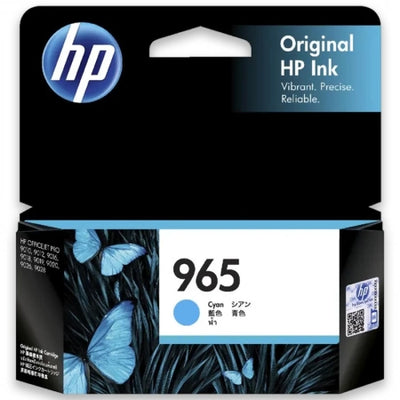 Genuine HP 965 Cyan Ink Cartridge 3JA77AA 700 Prints