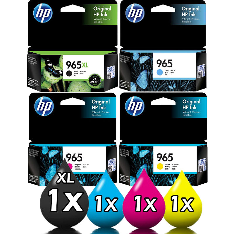 Genuine 4 Pack HP 965XL 965 Ink Cartridges PRO 9010 / 9018 / 9026 / 9012 [1BKXL,1C,1M,1Y]