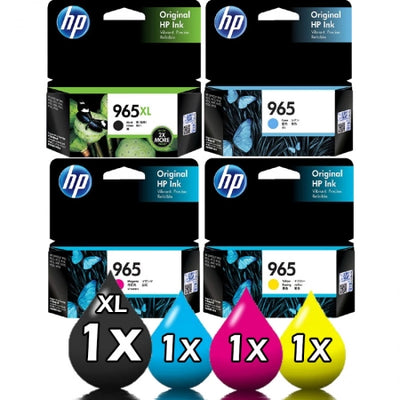 Genuine 4 Pack HP 965XL 965 Ink Cartridges PRO 9010 / 9018 / 9026 / 9012 [1BKXL,1C,1M,1Y]