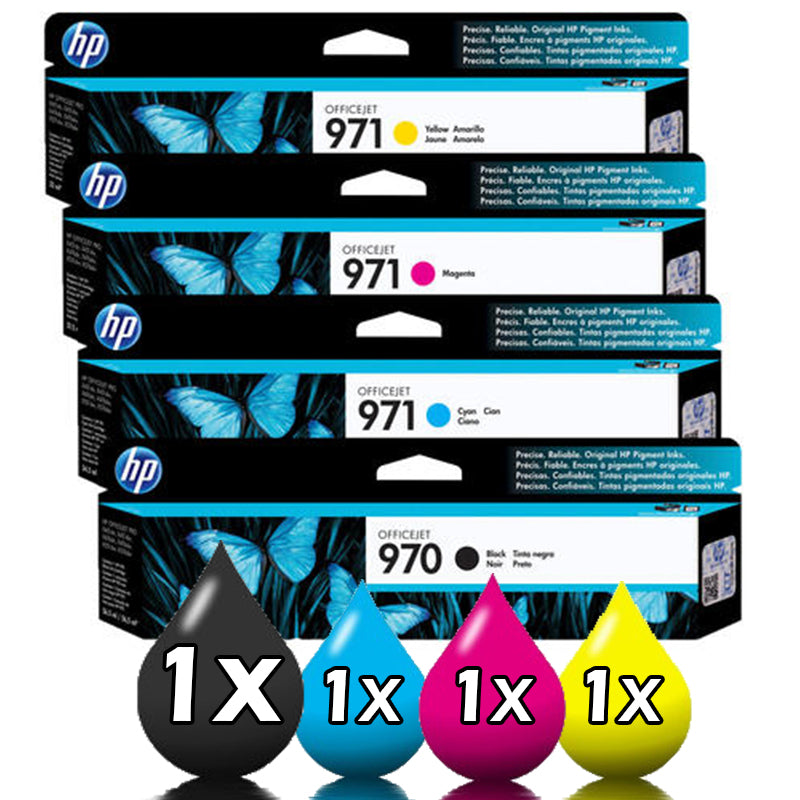Genuine 4 Pack HP 970 971 Ink Cartridges X476 / X451 / X576 [1BK,1C,1M,1Y]