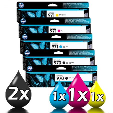 Genuine 5 Pack HP 970 971 Ink Cartridges X476 / X451 / X576 [2BK,1C,1M,1Y]
