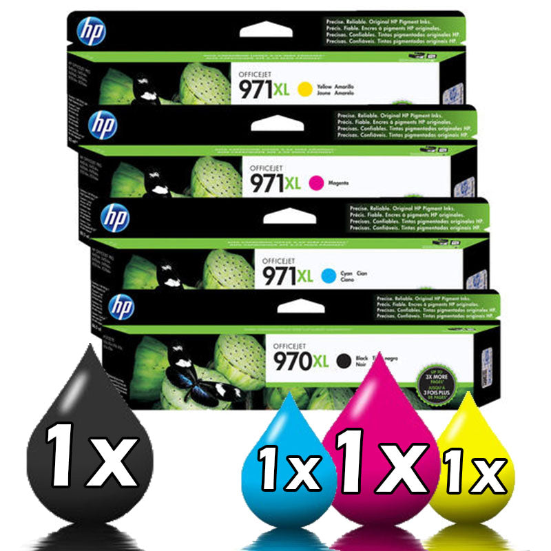 Genuine 4 Pack HP 970XL 971XL Ink Cartridges X476 / X451 / X576 [1BK,1C,1M,1Y]