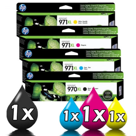 Genuine 4 Pack HP 970XL 971XL Ink Cartridges X476 / X451 / X576 [1BK,1C,1M,1Y]