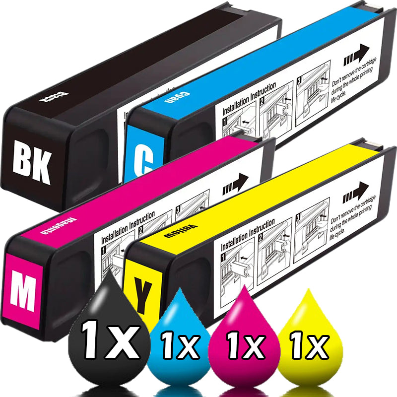 4 Pack HP 975XL Compatible High Yield Inkjet Cartridge Value Pack L0S09AA-L0S06AA [1BK, 1C, 1M, 1Y]