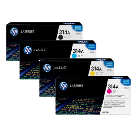 4 Pack Genuine HP 314A Toner Cartridges Q7560A-Q7562A [1BK, 1C, 1M, 1Y]