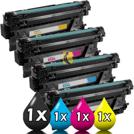 4 Pack HP 655A Compatible Toner Cartridges CF450A-CF453A [1BK,1C,1M,1Y]