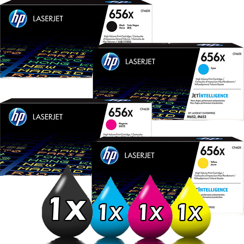 Genuine 4 Pack HP 656X Toner Cartridge Value Pack [1BK, 1C, 1M, 1Y]