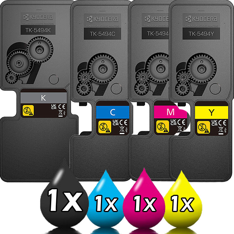 Genuine 4 Pack Kyocera TK-5494 Toner Cartridge Value Pack [1BK, 1C, 1M, 1Y]