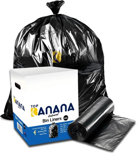 Carton of 1000 27L Black Bin Liners - Office / Kitchen 10 micron (Standard Strength)