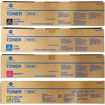 Genuine 4 Pack Konica Minolta TN213 Toner Bizhub C203 C253 1BK,1C,1M,1Y Promo Pack: Includes 1x Extra Black (2x Black in total)