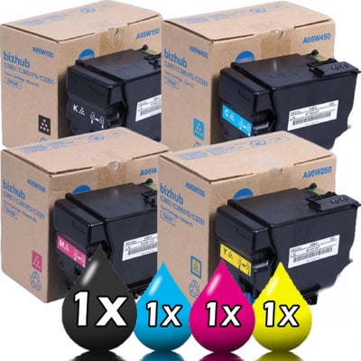 Genuine 4 Pack Konica Minolta TNP49 Toner Value Pack [1BK, 1C, 1M, 1Y]