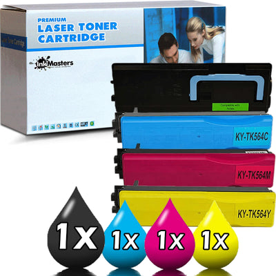4 Pack Kyocera TK564 Compatible Toner kits [1BK,1C,1M,1Y]