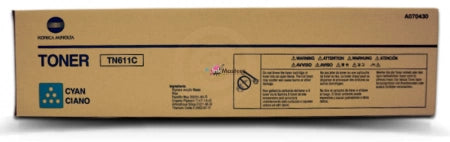 Konica Minolta TN611C (A070450) Genuine Cyan Toner Cartridge - 27k Print Yield