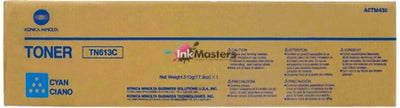 Konica Minolta TN613C Cyan Toner - 27,000 prints - (A0TM450) (Genuine)