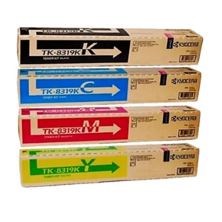 4 Pack Kyocera TK8319 Genuine Toner Cartridges [1BK,1C,1M,1Y]