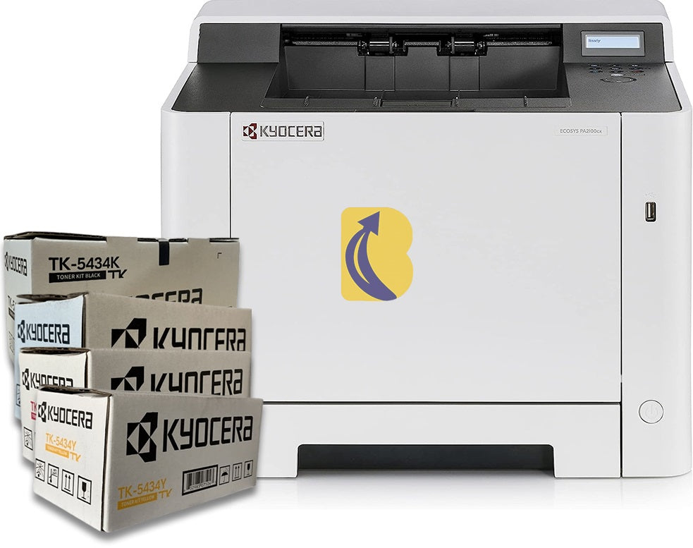 SALE! Kyocera ECOSYS PA2100CX Colour Laser Printer + TK-5434 CMYK Toner Bundle