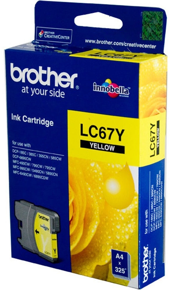Genuine Brother LC67Y Yellow Ink Cartridge 450 Page