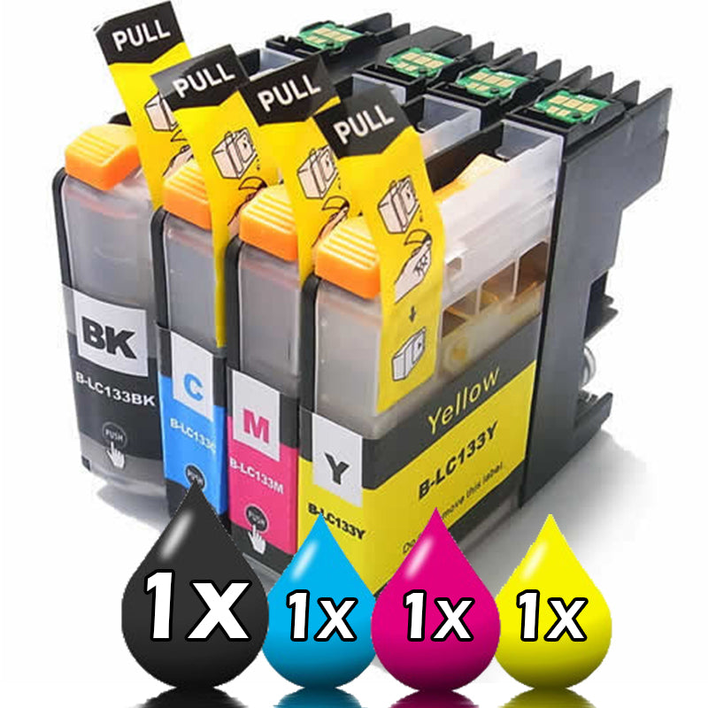 4-Pack Brother LC-133 CMYK Compatible Ink combo set [1BK,1C,1Y,1M]