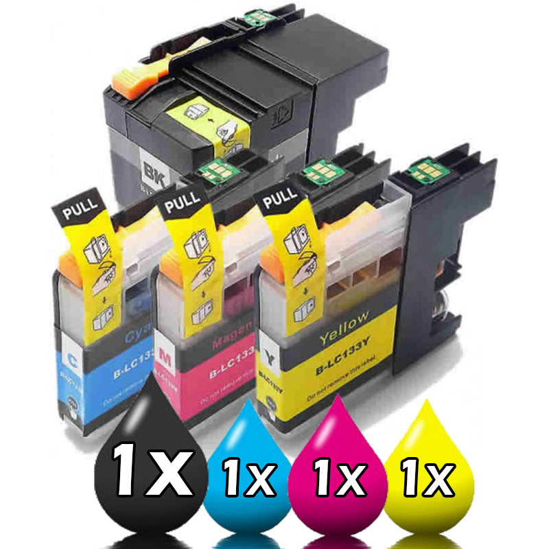 4 Pack Brother LC-139XLBK LC-135XLC/M/Y Compatible Ink Cartridge Set 1BK,1C,1M,1Y