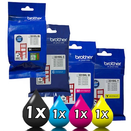 Genuine 4 Pack Brother LC3319XL Ink Cartridges J5330 / J6530 / J6930 1C,1Y,1M,1BK