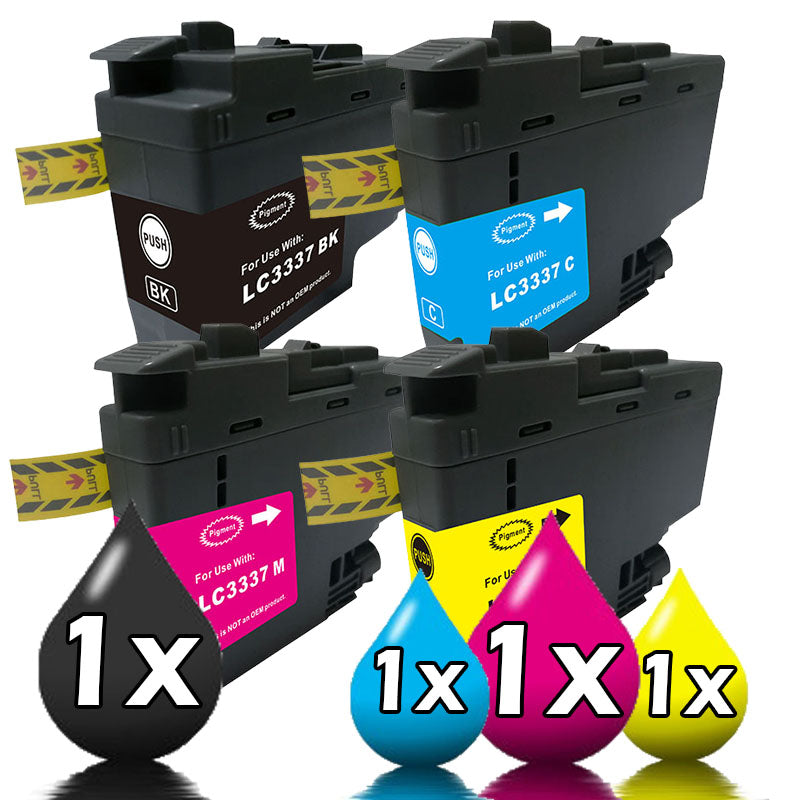 4 Pack Brother LC3337 Ink Cartridges Compatible 1BK+1C+1M+1Y / Buy 5 get 1 free
