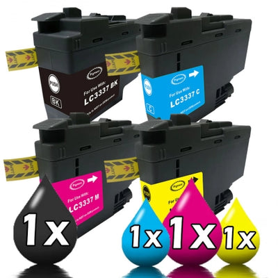 4 Pack Brother LC3337 Ink Cartridges Compatible 1BK+1C+1M+1Y / Buy 5 get 1 free