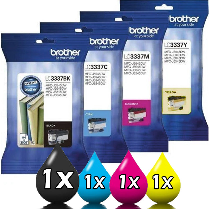 Genuine 4 Pack Brother LC3337 High Yield Ink Cartridges [1BK+1C+1M+1Y]