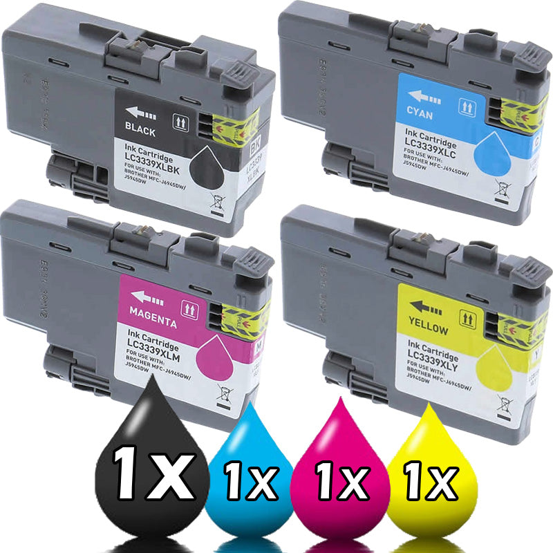 4 Pack Brother LC-3339XL Compatible Ink Cartridge Value Pack [1BK, 1C, 1M, 1Y]