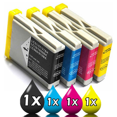 4 Pack Brother LC37BK LC37C LC37M LC37Y Compatible Ink Cartridges [1BK, 1C, 1M, 1Y]