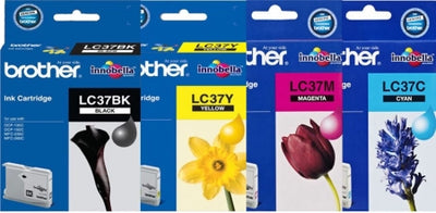 4 Pack Brother LC37C LC37M LC37Y LC37BK Genuine Ink Cartridges [1BK, 1C, 1M, 1Y]