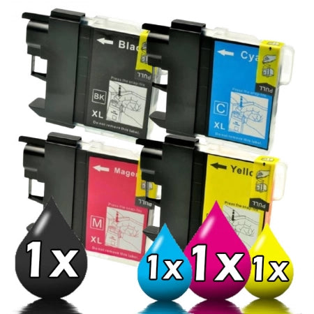 4 Pack Brother Compatible Ink Cartridges Set 1BK, 1C, 1M, 1Y (Brother LC-39)