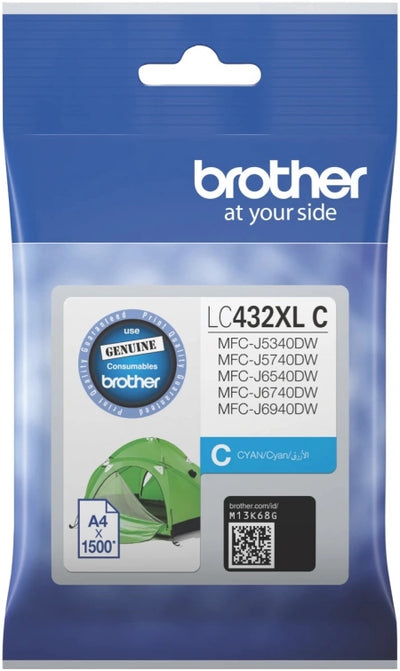 Genuine Brother LC-432XLC Cyan High Capacity Ink Cartridge 1,500 Prints